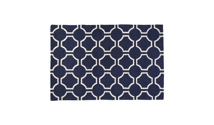 Orsina White and Blue Bosie Kensington Townhouse Rug - 120 x 180cm