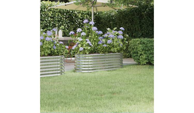 Walplus Galvanised Steel Raised Garden Bed - Silver - 114 x 40 x 36 cm