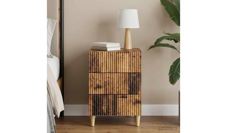 Walplus Engineered Wood Bedside Unit - Old Wood - 43 x 41 x 66.5 cm