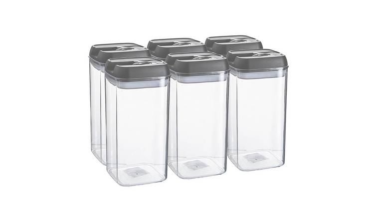 Argon Tableware Plastic Food Storage Containers - Grey - Set of 6