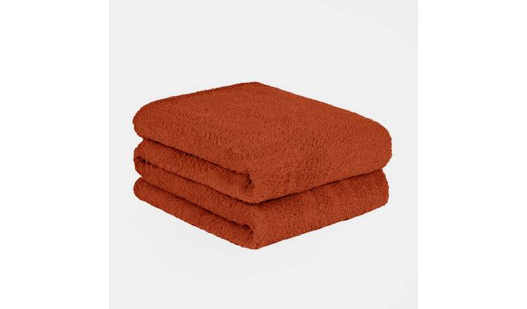 OHS Teddy Fleece Blanket Throw - 150 x 200cm - Rust