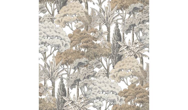 Grandeco Botanical Sketched Forest Trees Textured Wallpaper - Neutral