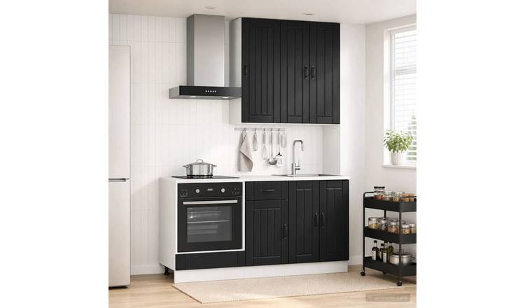 Walplus 5 Piece Engineered Wood Kitchen Unit Set - Black
