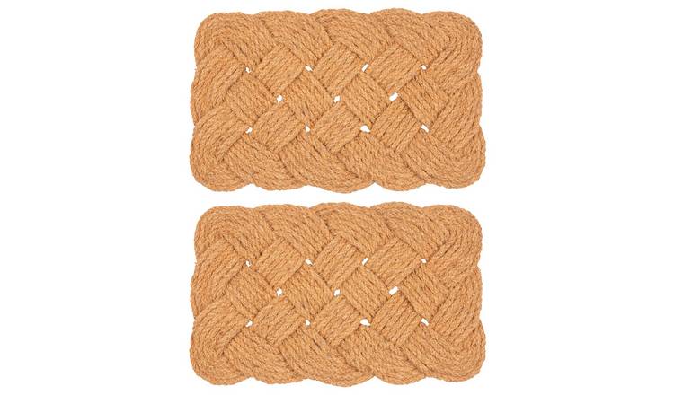 Nicola Spring Natural Coir Knotted Door Mat - Pack of 2
