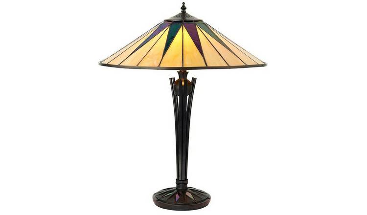 Loops Direct 49cm Dark Star Glass Table Lamp - Rich Cream