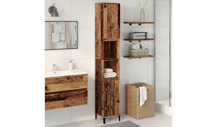 Walplus Engineered Wood Bathroom Cabinet - Old Wood - 30 x 30 x 190 cm