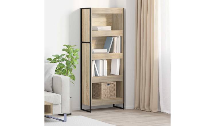 Walplus Engineered Wood Book Cabinet - Light Oak - 60 x 30 x 155 cm