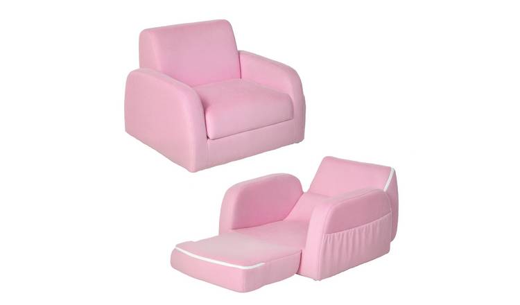 HOMCOM 2 in 1 Flannel Soft Toddler Folding Sofa Bed - Pink