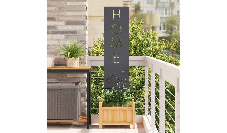 Walplus Texted Garden Privacy Screen - Anthracite - 32 x 1.7 x 140 cm