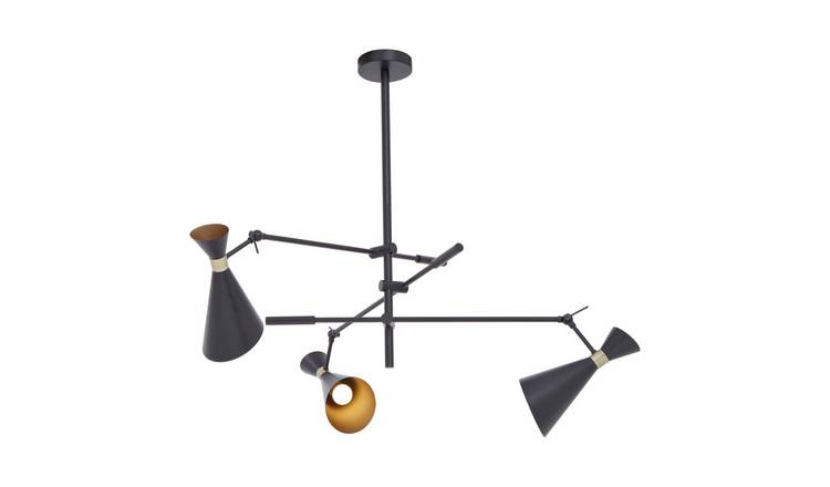 Orsina Linox 3 Shade Pendant - Black and Gold