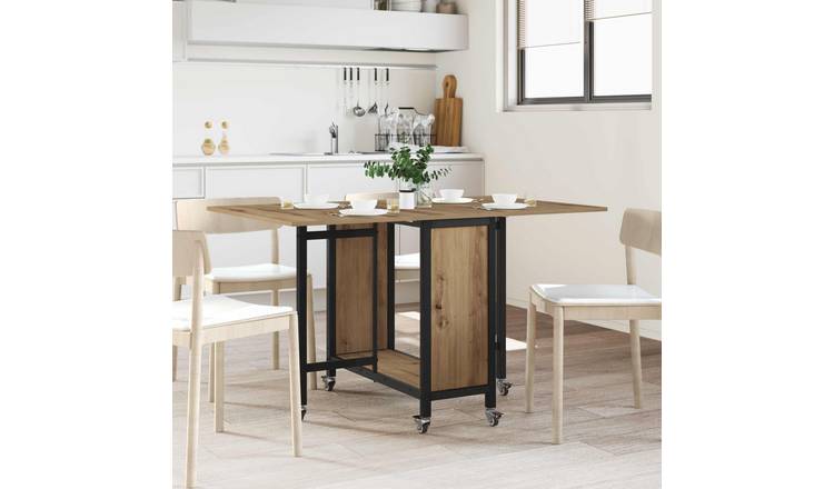 Walplus 1 Shelf Folding Dining Table Hallway - Black - 130 x 80 x 76.5 cm