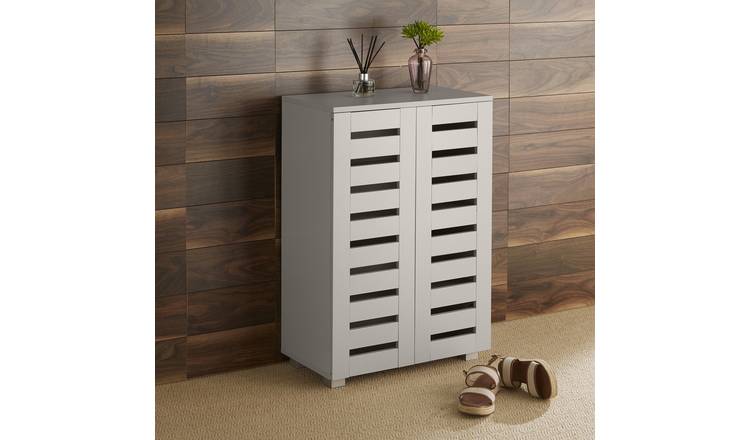 Home Source Oslo 2 Door Shoe Storage Cabinet - Grey