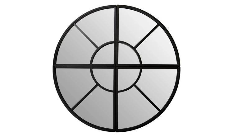 Orsina Cosma Round Window Pane Wall Mirror – Black