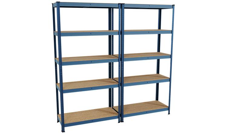 Home Vida Large 5 Tier 2 Bay Garage Shelf - Blue