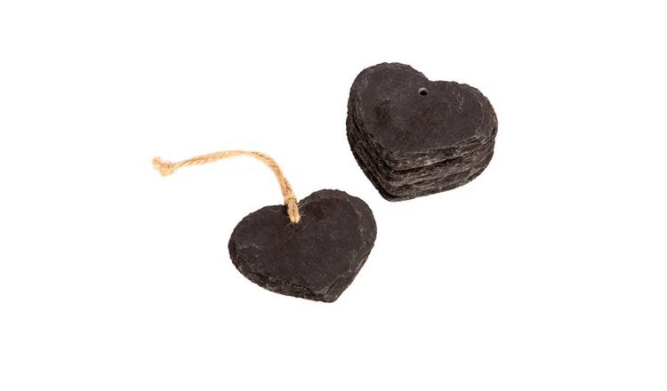 Nicola Spring Slate Heart Hanging Tags - Natural - Pack of 6
