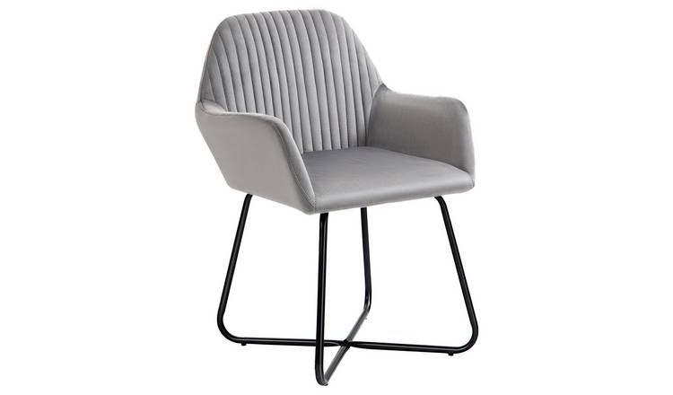 HOMCOM Velvet Modern Accent Chair with Metal Base for Living Room - Grey