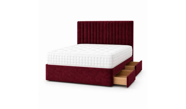 Comfy Deluxe 6ft Super King   2 Drawer Suede  Divan Bed Set -   Burgundy