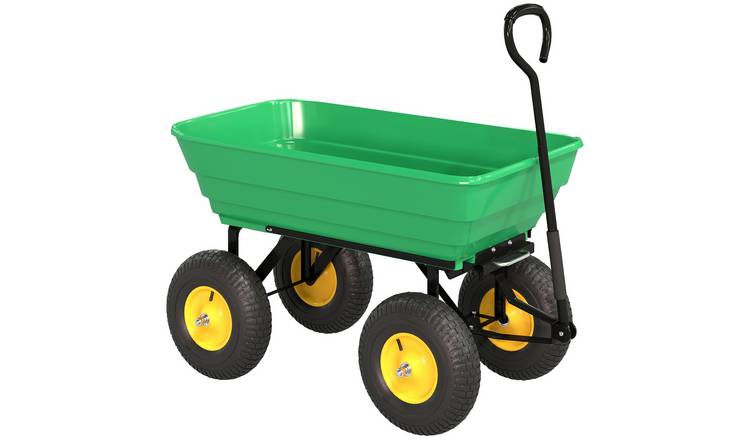 Outsunny Large Heavy Duty 125L Dump Garden Wheel Trolley Cart - Green
