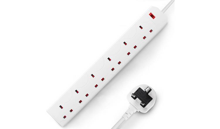 Desiretech 6 Gang Extension Lead - 1 Metre - White