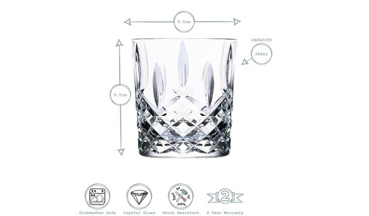 RCR Crystal Old Fashioned Whiskey Glasses Tumblers Set 340ml - Pack of 12