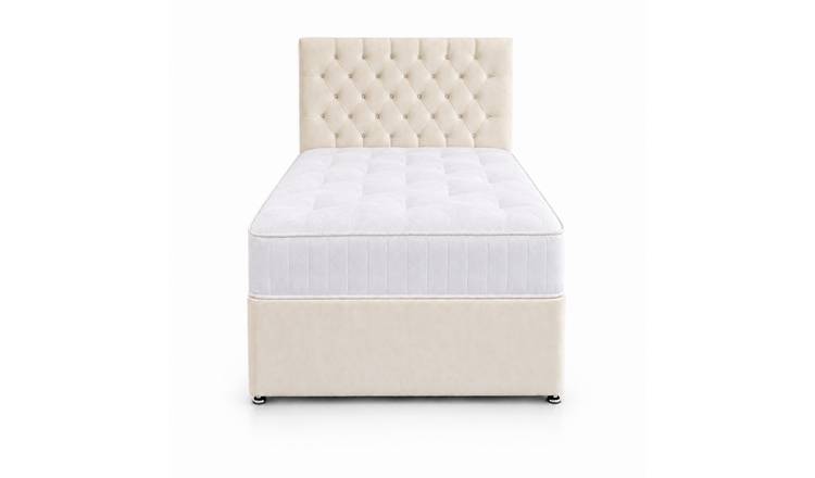 Comfy Deluxe 3ft Single       Velvet  Divan Bed Set -  Cream