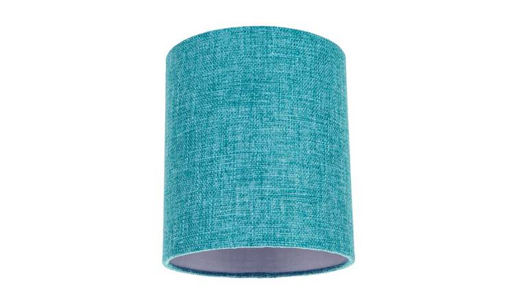 Happy Homewares Sleek Teal Linen Fabric Cylindrical Lampshade - 16cm