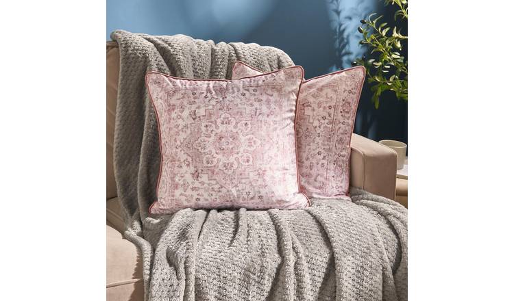 OHS 2 Pack Vintage Print Cushion Covers 45 x 45cm - Blush