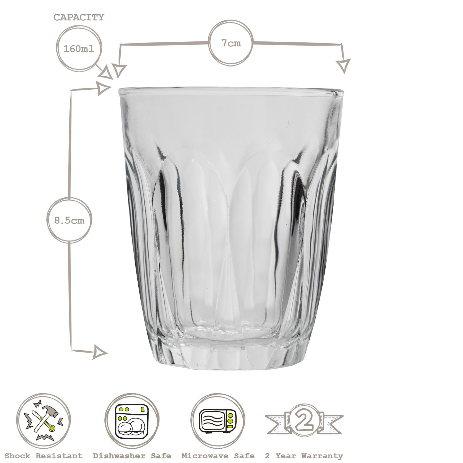 Duralex Provence 160ml Drinking Glass Tumblers - Pack of 6 - Image 3