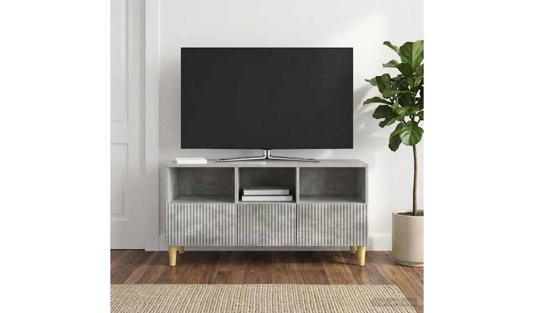 Walplus 3 Drawer Engineered Wood TV Cabinet - Concrete Grey - 102 x 34.5 x 50 cm