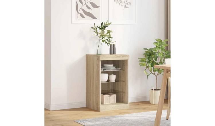 Walplus LED Engineered Wood Sideboard - Sonoma Oak - 41 x 37 x 67 cm