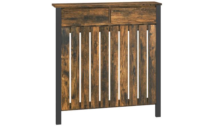 HOMCOM 88.5cm MDF Industrial Radiator Cover with Drawer - Rustic Brown