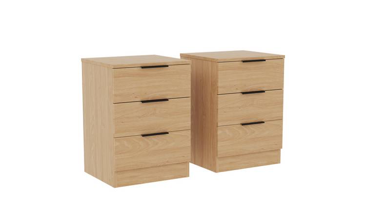 Vida Designs Trega 3 Drawer Bedside Chest Set Of 2 - Pine