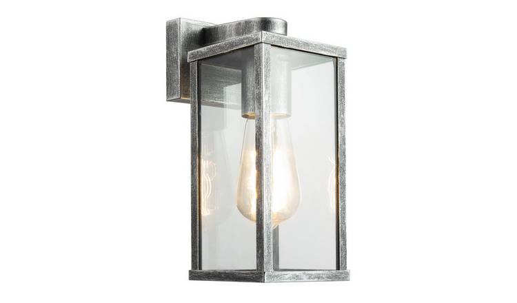 Happy Homewares Black Silver with Glass Sides Outdoor Wall Light - 11cm