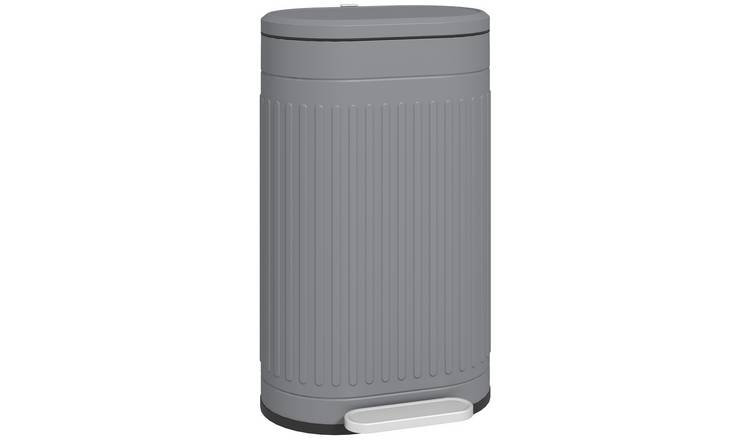 HOMCOM 30L Metal Pedal Bin with Inner Bucket - Grey
