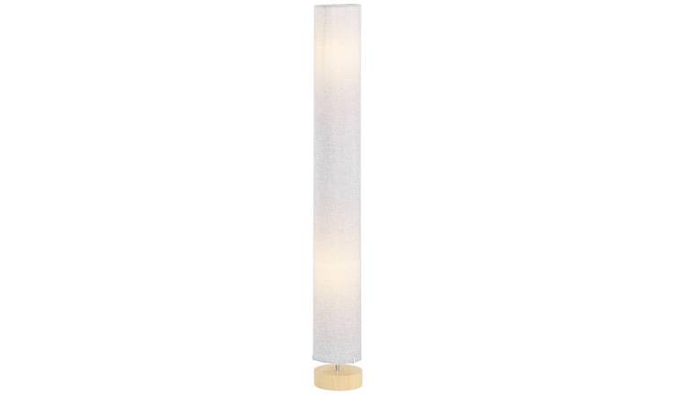 HOMCOM Floor Lamp Linen Shade Pine Base - Grey