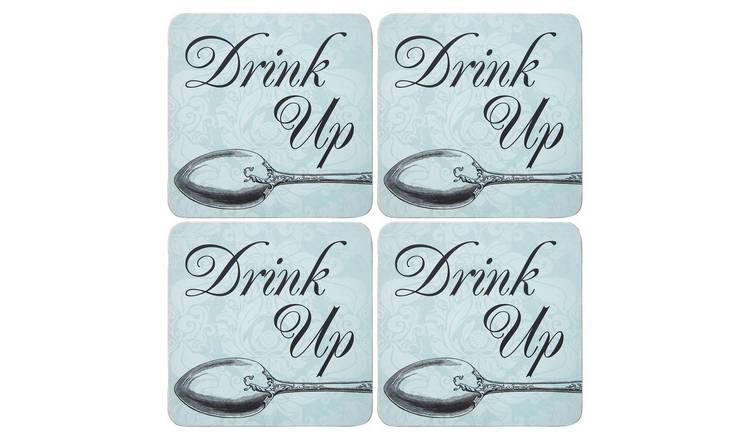 Orsina Set Of 4 Cork and PVC Coasters - Green