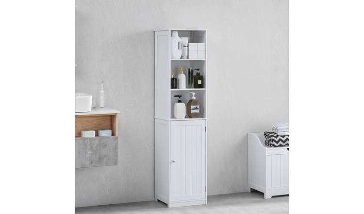 Bath Vida Priano 1 Door 2 Shelf Tall Cabinet - White