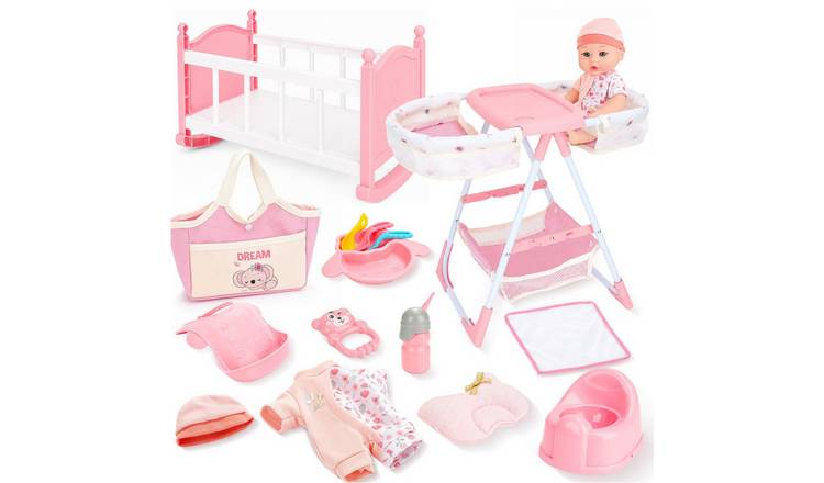 deAO Baby Doll Crib - Pink