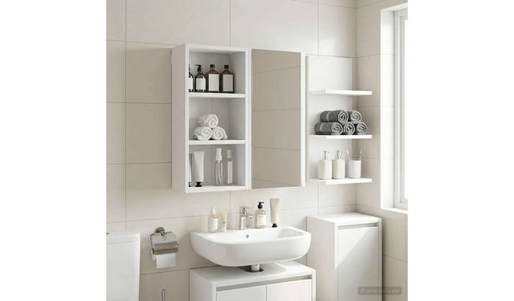 Walplus Engineered Wood Bathroom Wall Cabinet - White - 30 x 16 x 62.5 cm