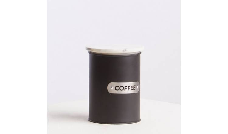 Orsina Liberty Enamel Coffee Canister With Marble Lid – Black and White