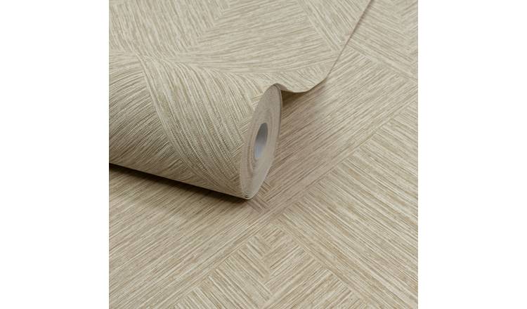 Grandeco Boutique Loni Geometric Natural Weave Luxury Embossed Wallpaper - Oat