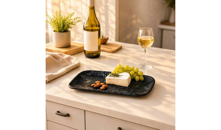 Orsina Hygge Large Marble Effect Serving Platter - Black