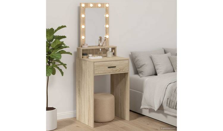 Walplus 2 Drawer Wood Dressing Table Open Shelf - Sonoma Oak - 50 x 41 x 135 cm