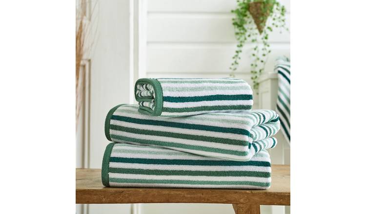 Deyongs Bliss Linear Stripe Cotton Hand Towel - Green