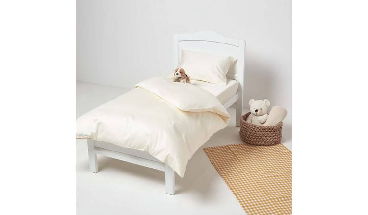 Homescapes Organic Cotton Sateen Cot Bed Duvet Cover Set - Cream
