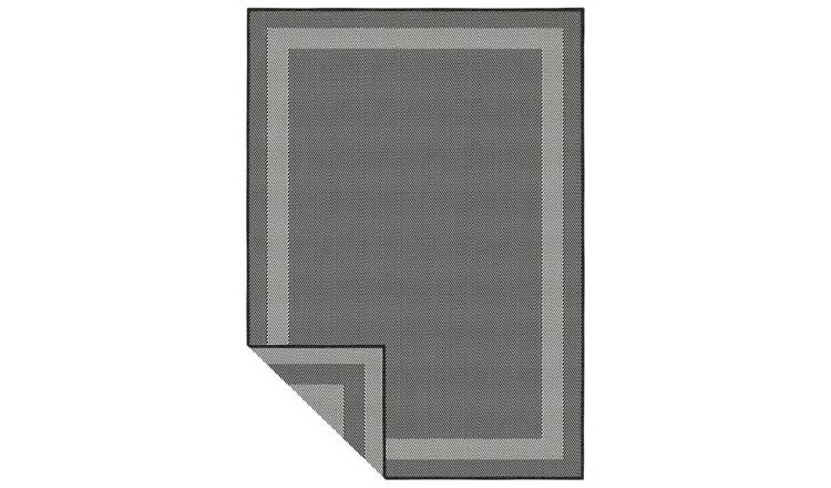 The Rugs Charcoal Duo Weave Bordered Reversible Outdoor Rug - 120 x 170cm