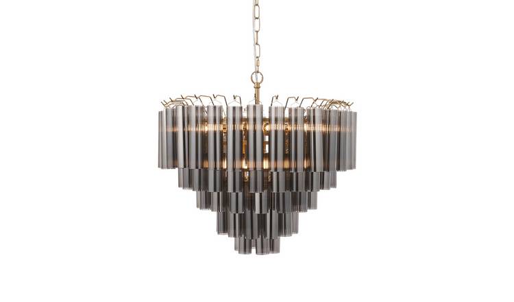 Loops Direct Steel and Glass Chandelier - Satin Brass