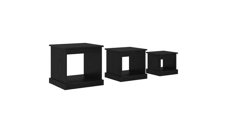 Walplus Pack of 3 Engineered Wood Coffee Table - Black Oak - 48 x 45 x 45 cm