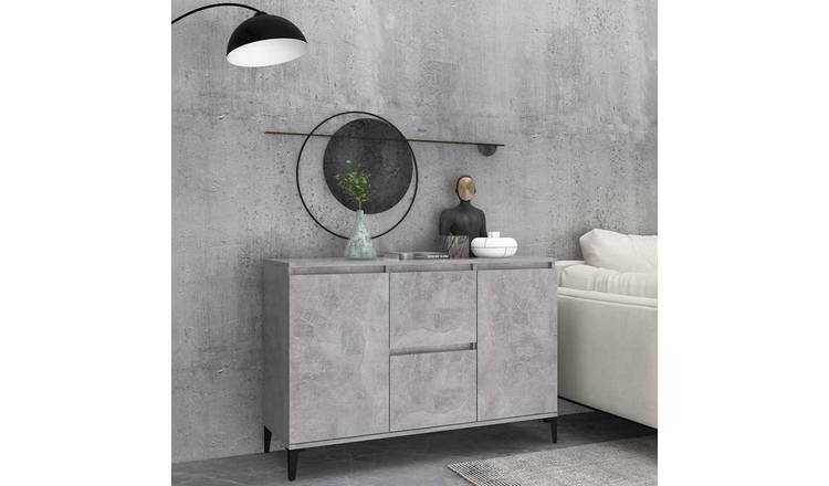 Walplus Engineered Wood Sideboard - Concrete Grey - 102 x 35 x 70 cm