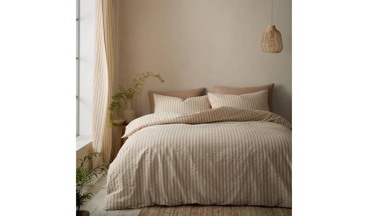 Pineapple Elephant Woven Stripe Duvet Cover Set - Single - Natural